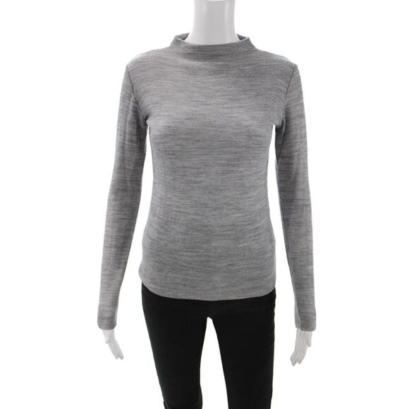 Vince Sweaters - Vince Unisex Gray Wool Blend Mock Neck Pullover Long Sleeve Size XS